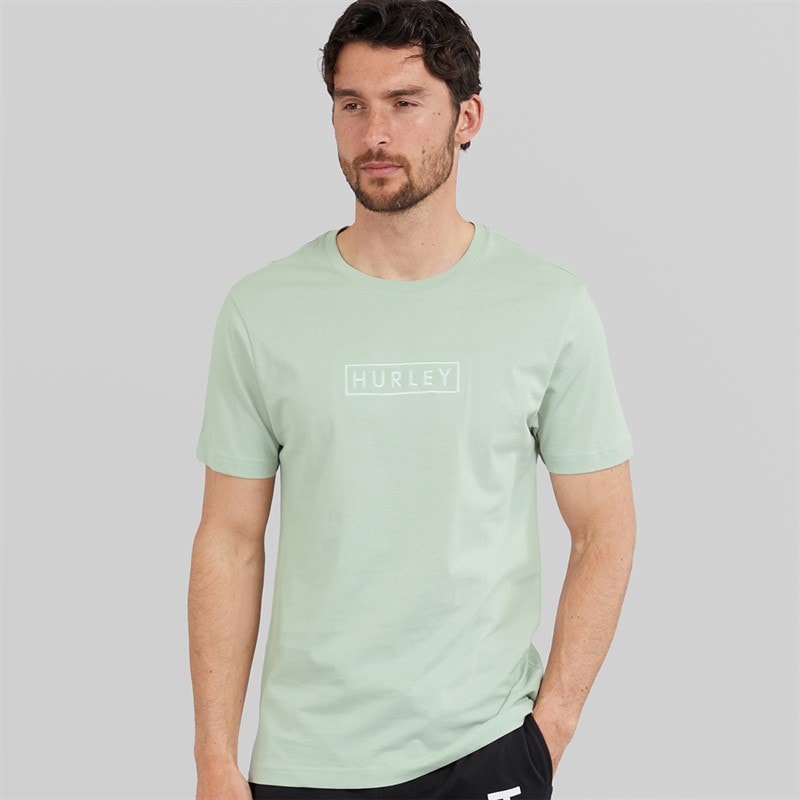 Hurley Mens Boxed Logo Graphic T-Shirt Faded Spruce