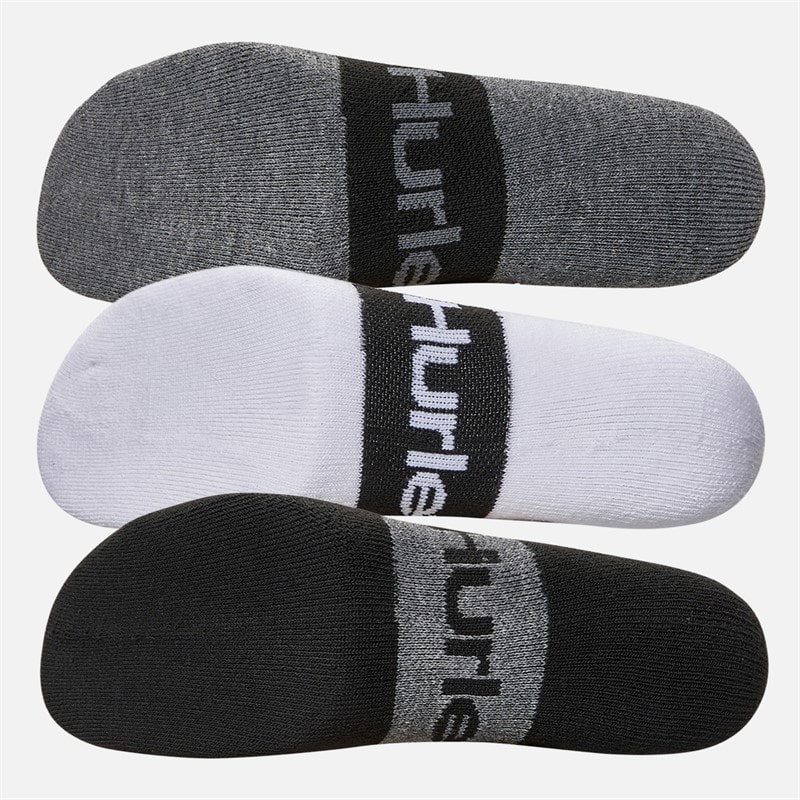 Hurley Mens Six Pack 1/2 Terry High Quarter Crew Socks White/Black - Image 2