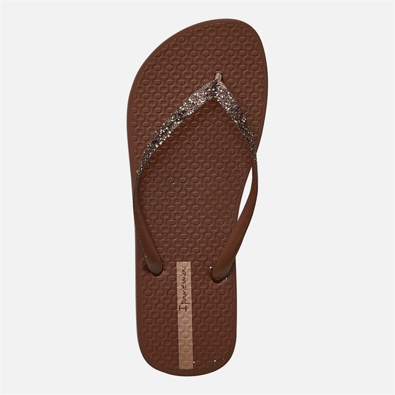 Ipanema Womens Power Glitter Flip Flops Brown Glitter - Image 4