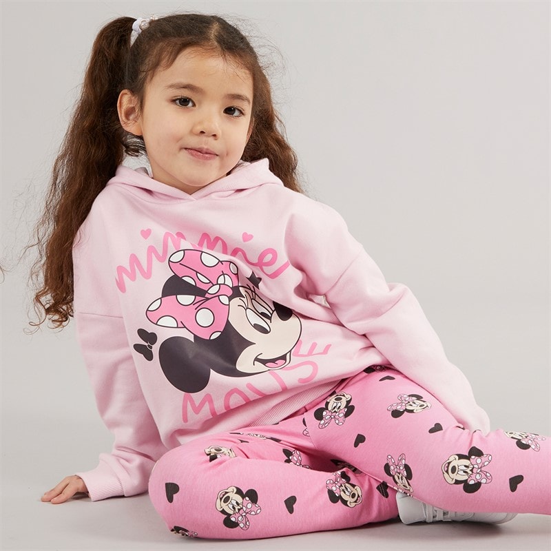 Disney Girls Minnie Mouse Hoodie And Leggings Set Pink - Image 1