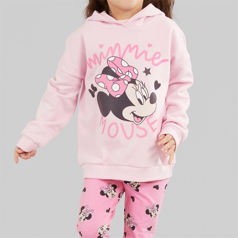Disney Girls Minnie Mouse Hoodie And Leggings Set Pink - Image 3