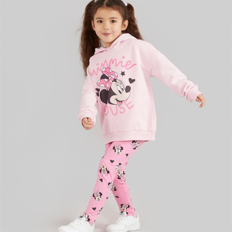 Disney Girls Minnie Mouse Hoodie And Leggings Set Pink - Image 4