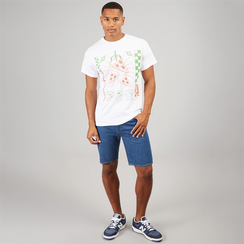 Disney Mens Pizza T-Shirt White - Image 3