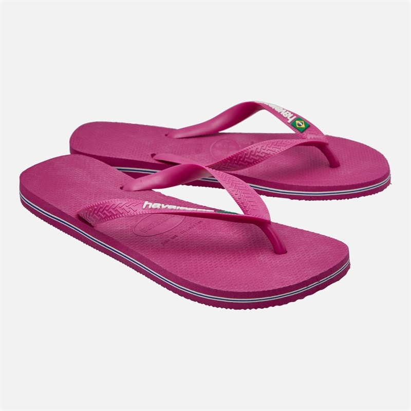 Havaianas Girls Brasil Logo Flip Flops Pink - Image 1