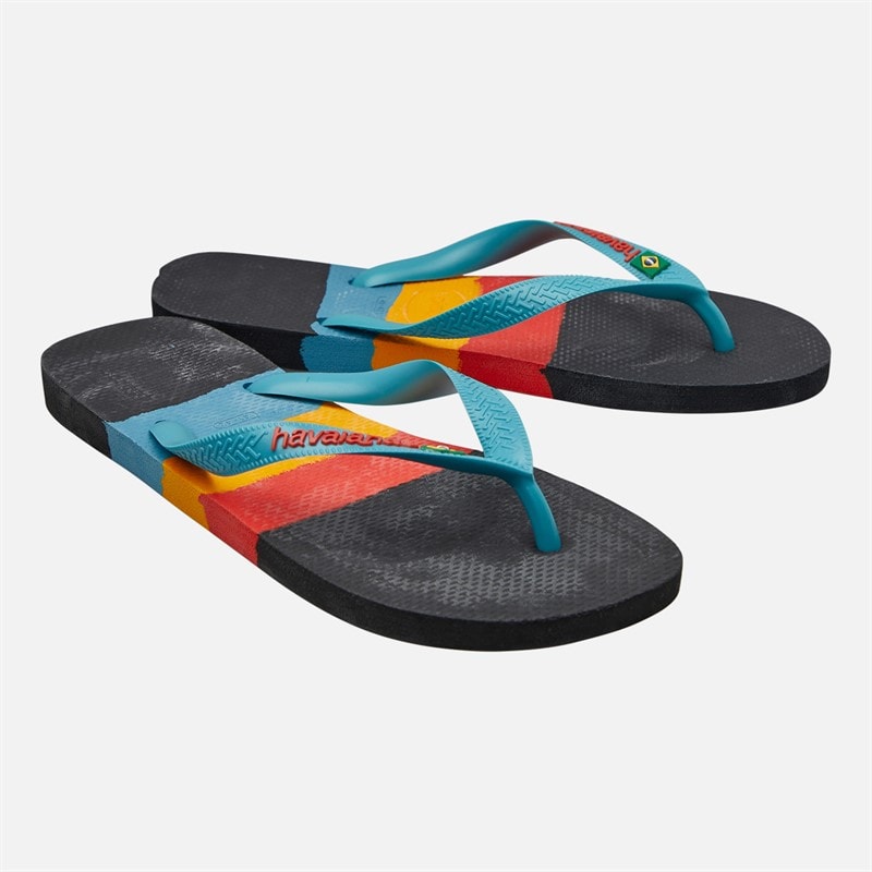 Havaianas Mens Brasil Tech Flip Flops Black/Multi - Image 1