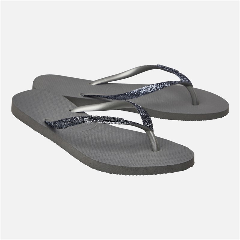 Havaianas Womens Slim Glitter II Flip Flops Steel Grey - Image 1