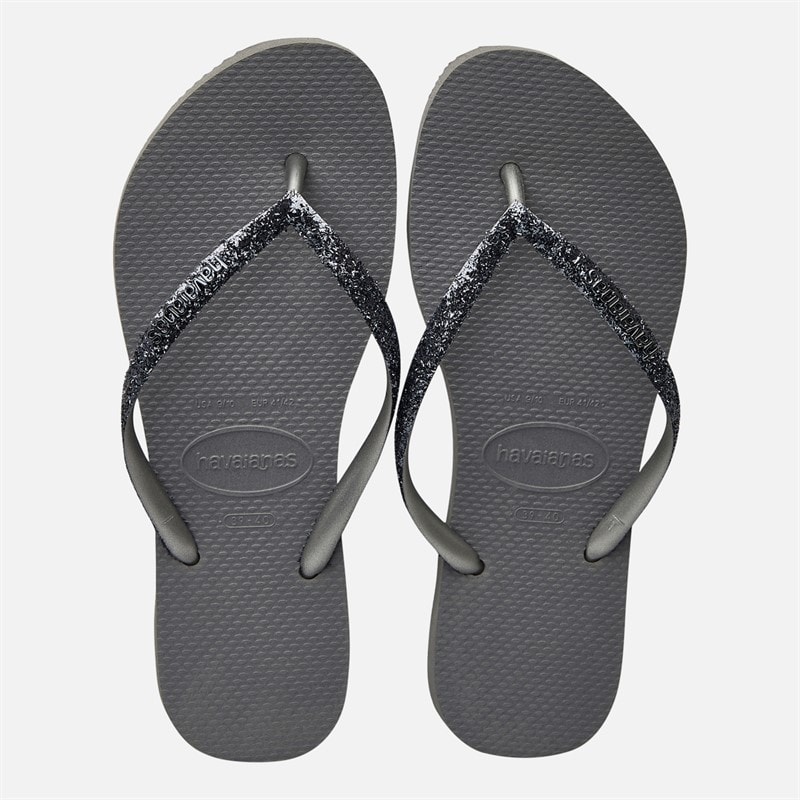 Havaianas Womens Slim Glitter II Flip Flops Steel Grey - Image 4