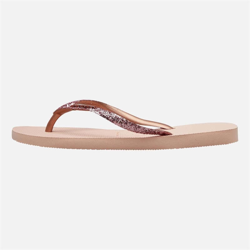 Havaianas Womens Slim Glitter Ii Flip Flops Ballet Rose/Golden Blush - Image 2