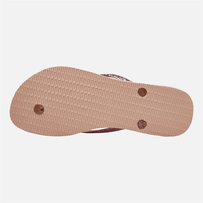 Havaianas Womens Slim Glitter Ii Flip Flops Ballet Rose/Golden Blush - Image 3