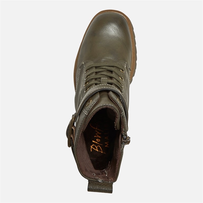 Blowfish Womens Jagger Lace Up Buckle Ankle Boots Olive - Image 4
