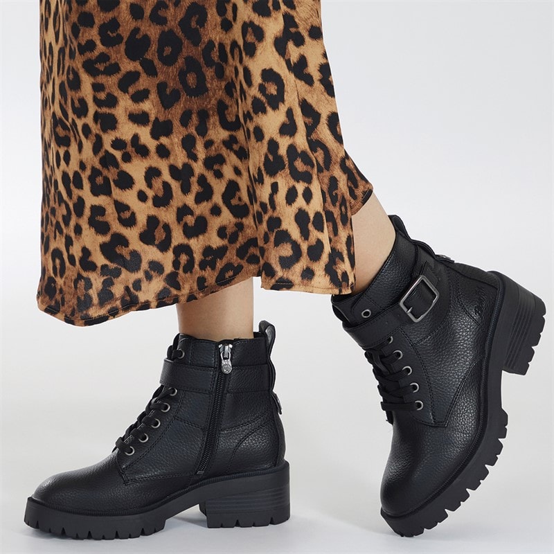 Blowfish Womens Jagger Lace Up Buckle Ankle Boots Black - Image 1