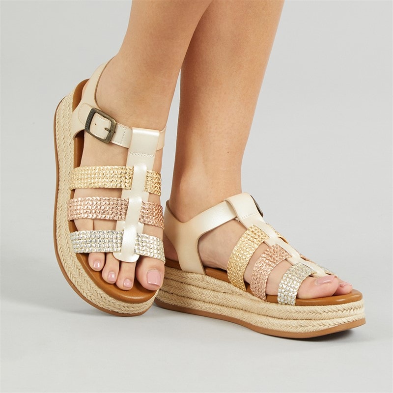 Blowfish Womens Malibu Madrid Platform Espadrille Sandals Cloud/Silver - Image 1