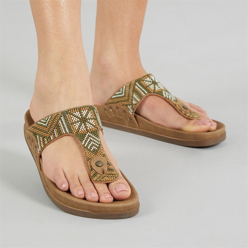Blowfish Womens Malibu Lyric Thong Footbed Sandals Walnut/Brown - Image 1