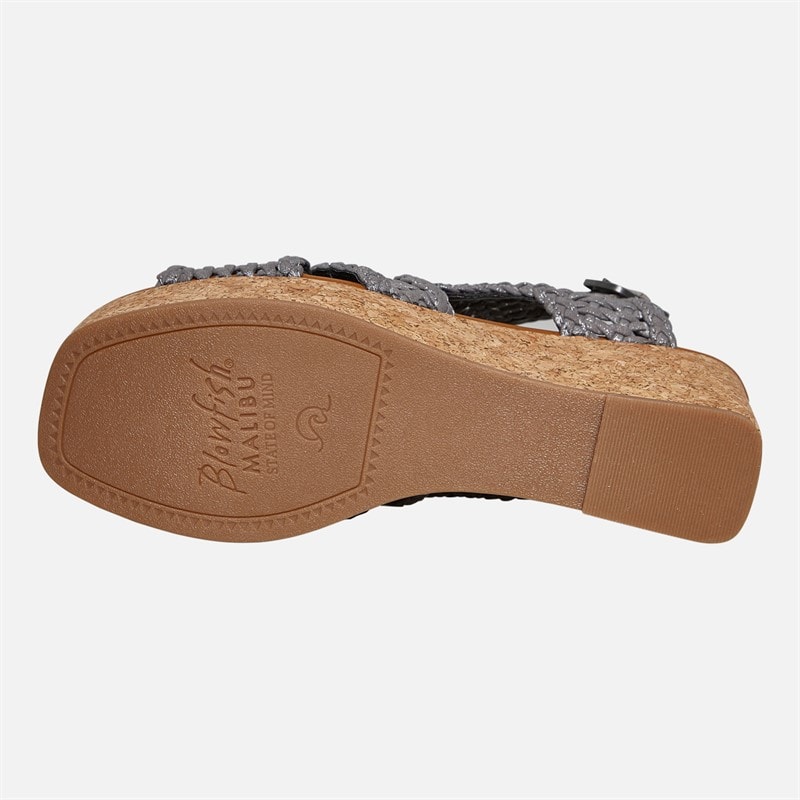 Blowfish Womens Malibu Andrea Wedge Sandals Dark Silver - Image 3