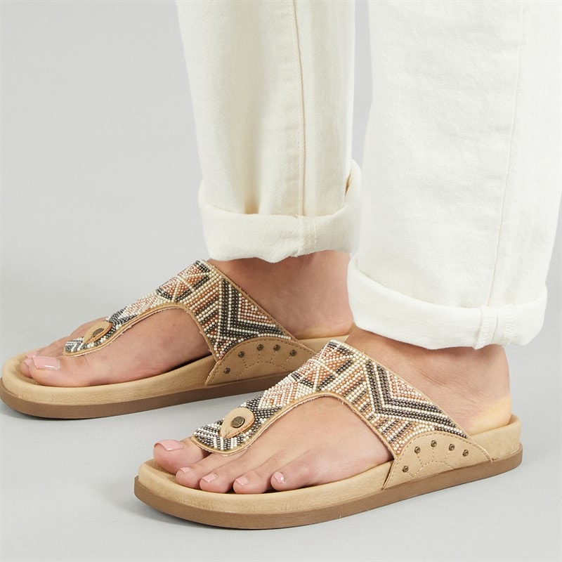 Blowfish Womens Malibu Lyric Thong Footbed Sandals Sand/Natural - Image 1