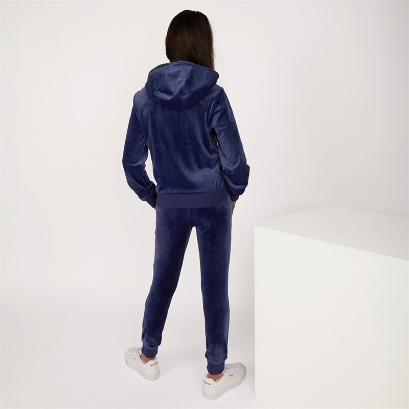 Juicy Couture Girls Velour Zip Thru Tracksuit Blue Print - Image 2