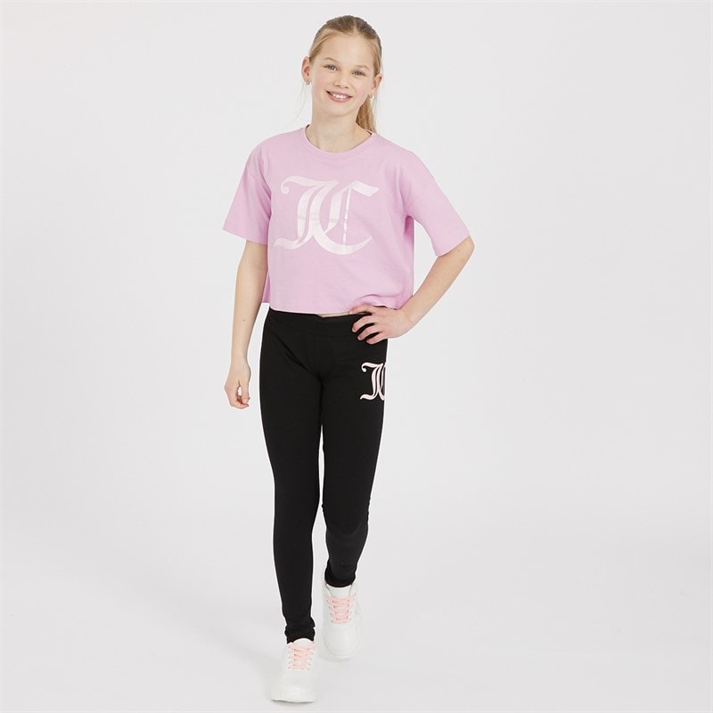 Juicy Couture Girls Logo Leggings Jet Black - Image 3