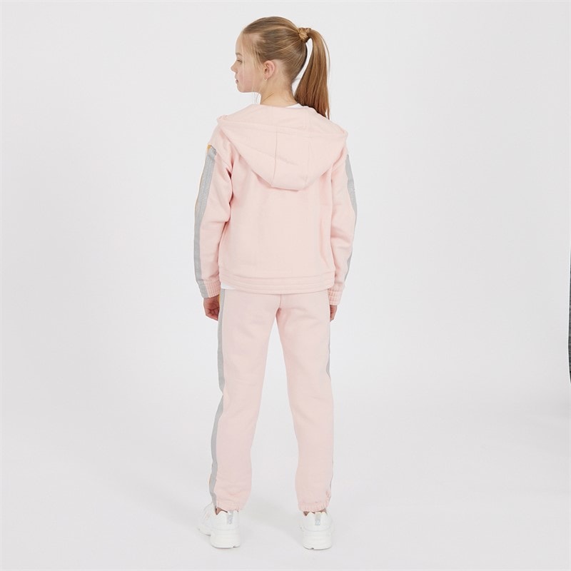 Juicy Couture Girls Glitter Stripe Hoodie And Joggers Tracksuit Set Strawberry Cream - Image 2