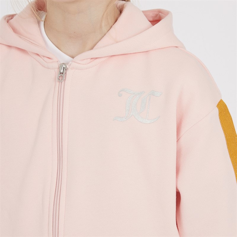 Juicy Couture Girls Glitter Stripe Hoodie And Joggers Tracksuit Set Strawberry Cream - Image 5