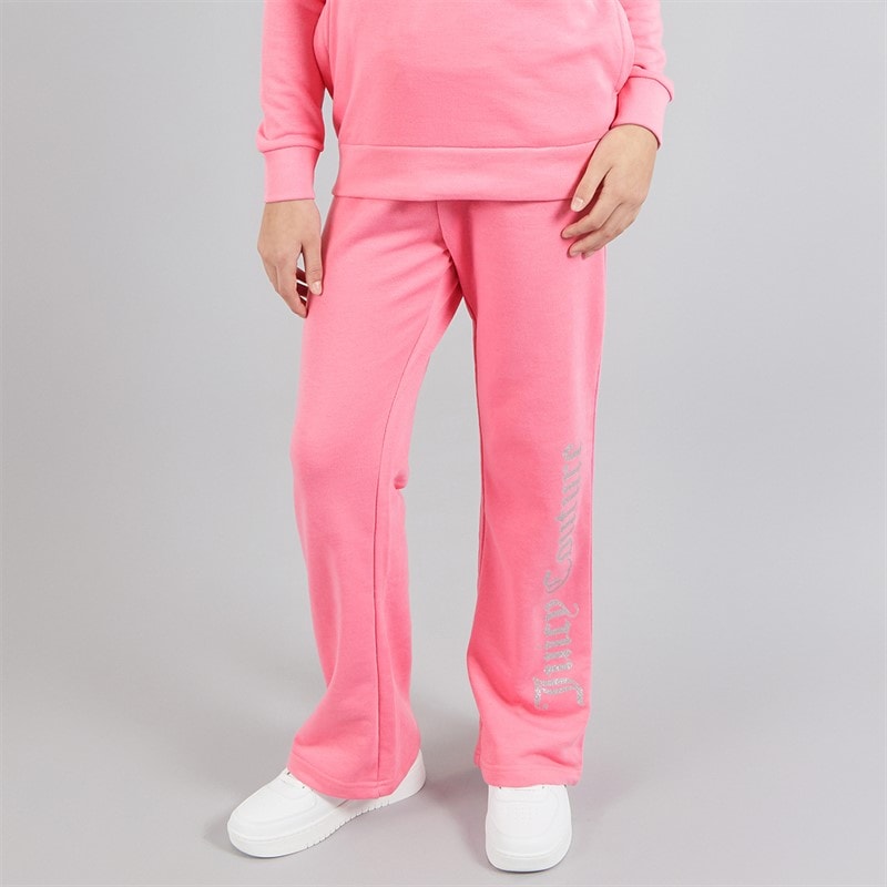 Juicy Couture Girls Hoodie And Wide Leg Joggers Set Pink Cosmos - Image 3