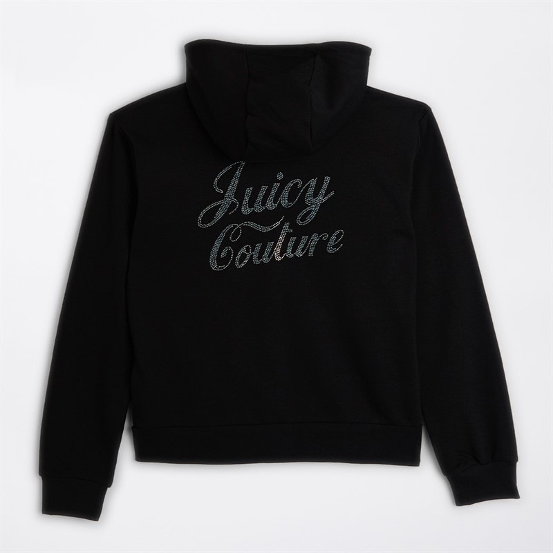 Juicy Couture Girls Zip Through Hoodie And Wide Leg Joggers Set Black - Image 2