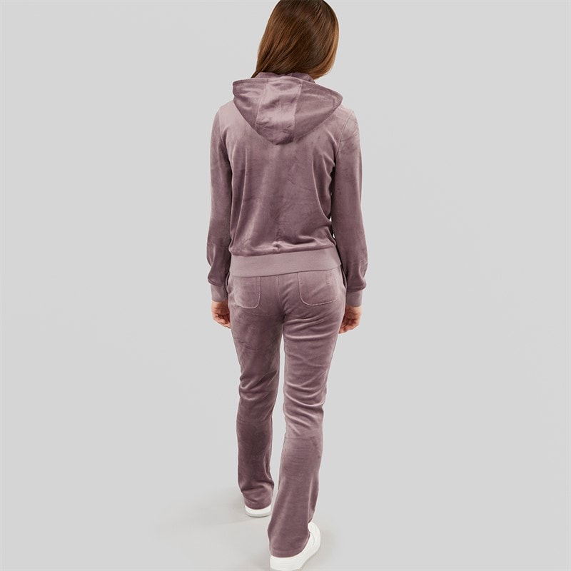 Juicy Couture Girls Velour Zip Through Hoodie And Bootcut Joggers Tracksuit Ephemera - Image 2