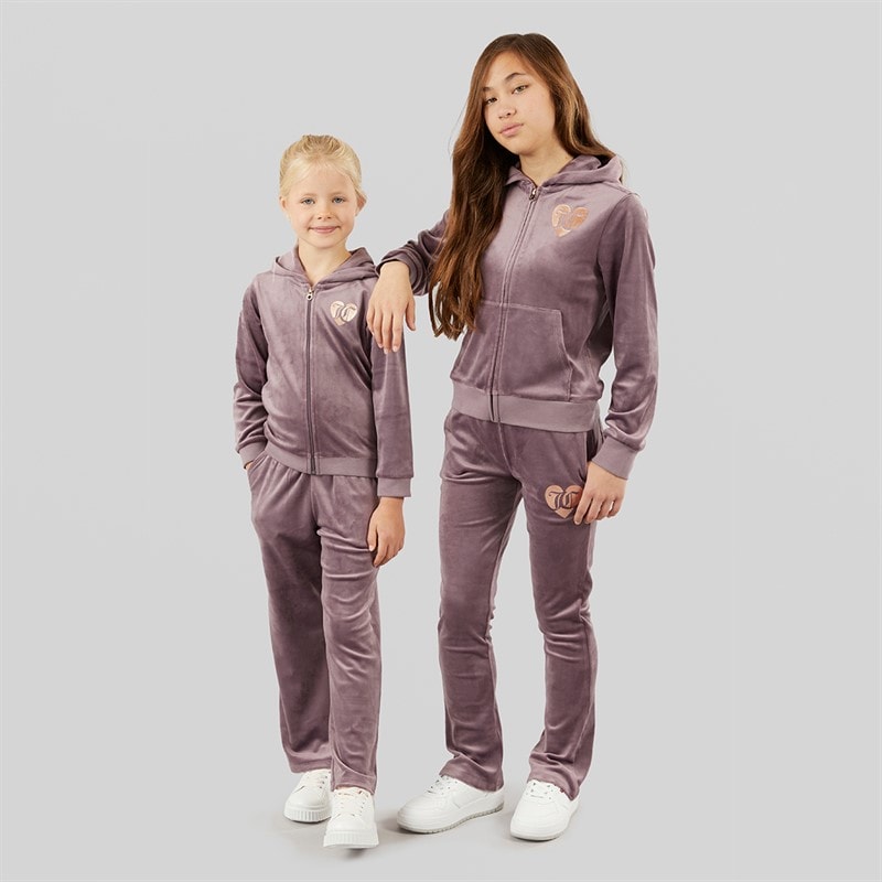 Juicy Couture Girls Velour Zip Through Hoodie And Bootcut Joggers Tracksuit Ephemera - Image 3