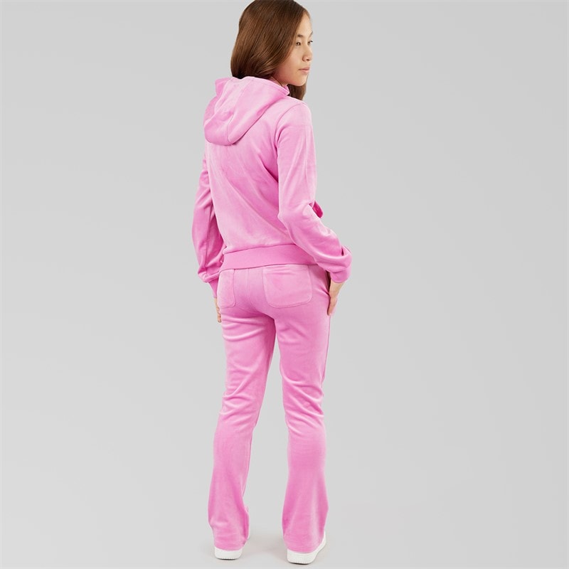 Juicy Couture Girls Velour Zip Through Hoodie And Bootcut Joggers Tracksuit Purple Orchid - Image 2