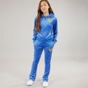 Juicy Couture Girls Velour Zip Through Hoodie And Bootcut Joggers Tracksuit Beaucoup Blue