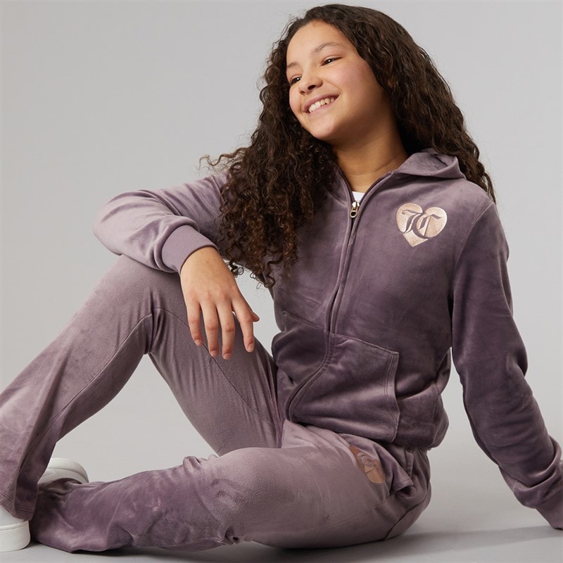 Juicy Couture Girls Velour Zip Through Hoodie And Bootcut Joggers Tracksuit Ephemera
