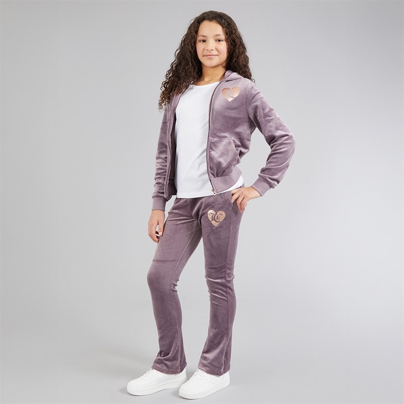 Juicy Couture Girls Velour Zip Through Hoodie And Bootcut Joggers Tracksuit Ephemera - Image 4