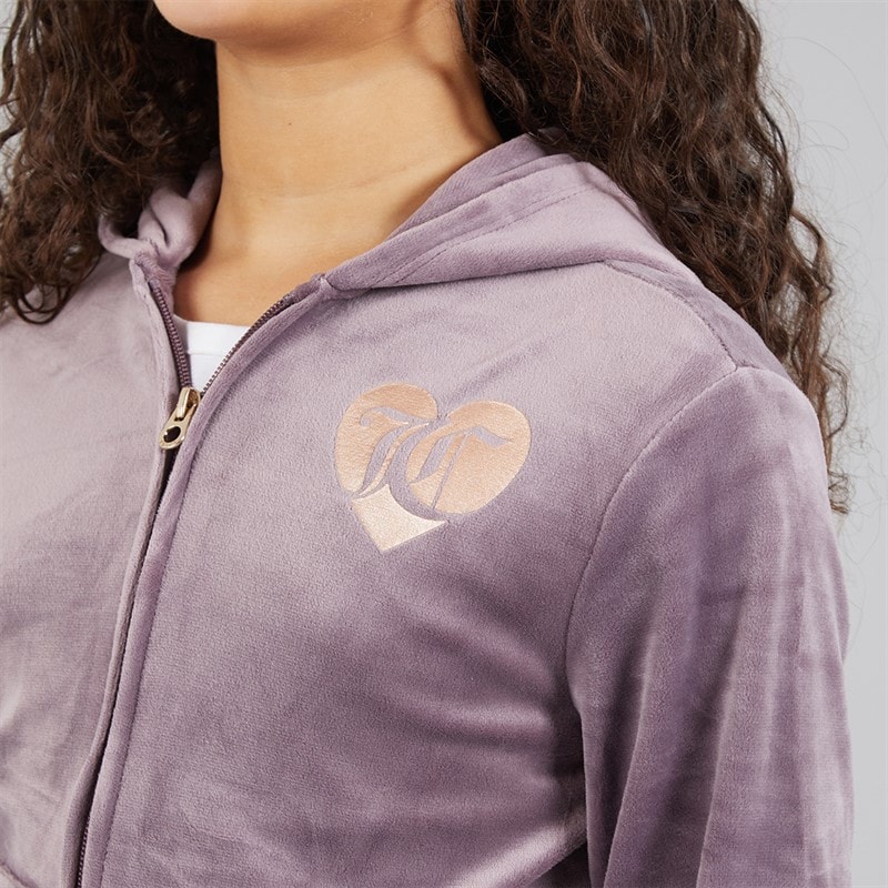 Juicy Couture Girls Velour Zip Through Hoodie And Bootcut Joggers Tracksuit Ephemera - Image 5
