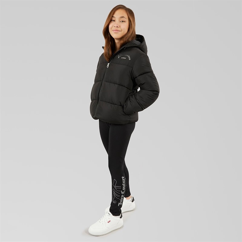 Juicy Couture Girls Arch Logo Short Puffer Jacket Black - Image 4