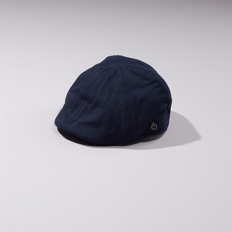 Jeff Banks Mens Fleece Lined Melton Flat Cap Navy