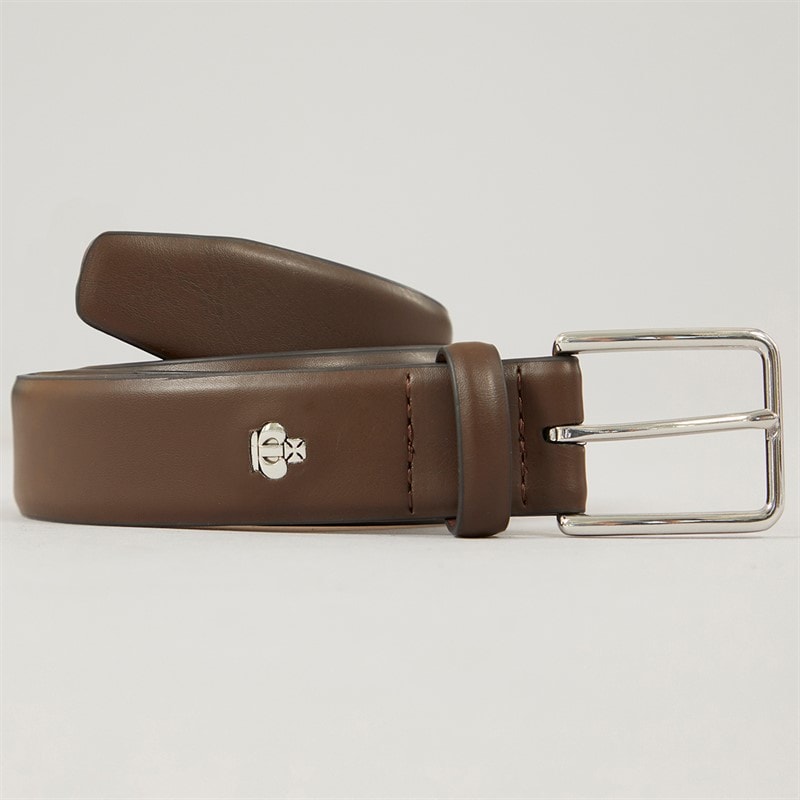 Jeff Banks Mens Hawkins Smooth Saffiano Belt Chocolate