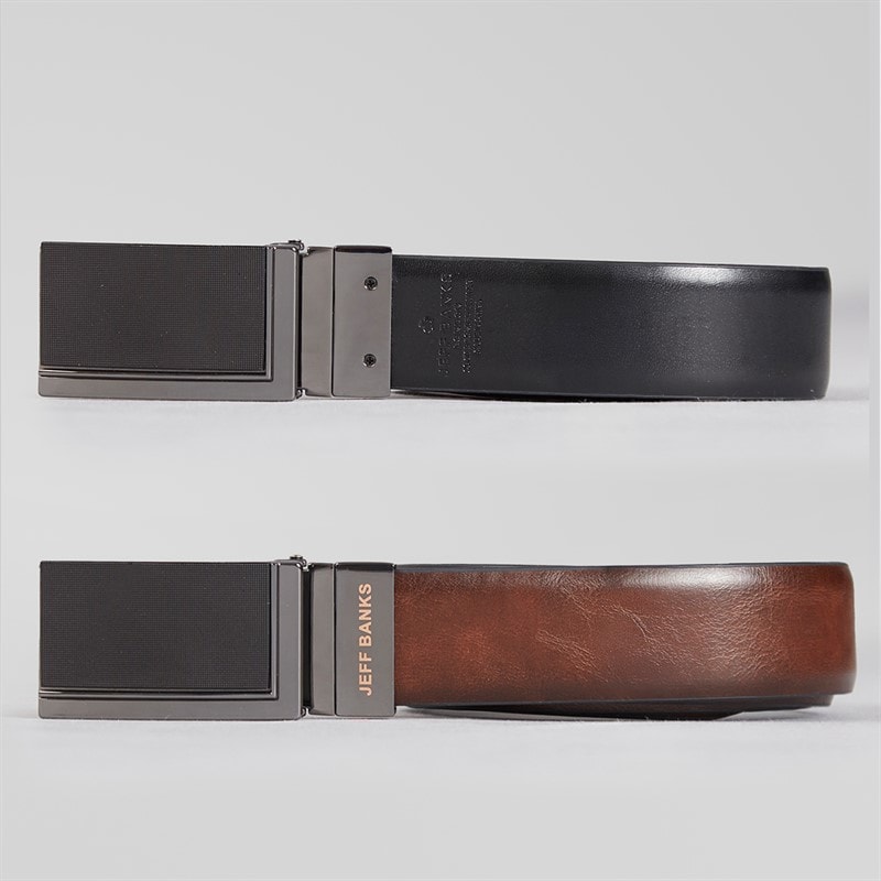 Jeff Banks Mens Plate Belt Chocolate/Black Choc / Blk - Image 1