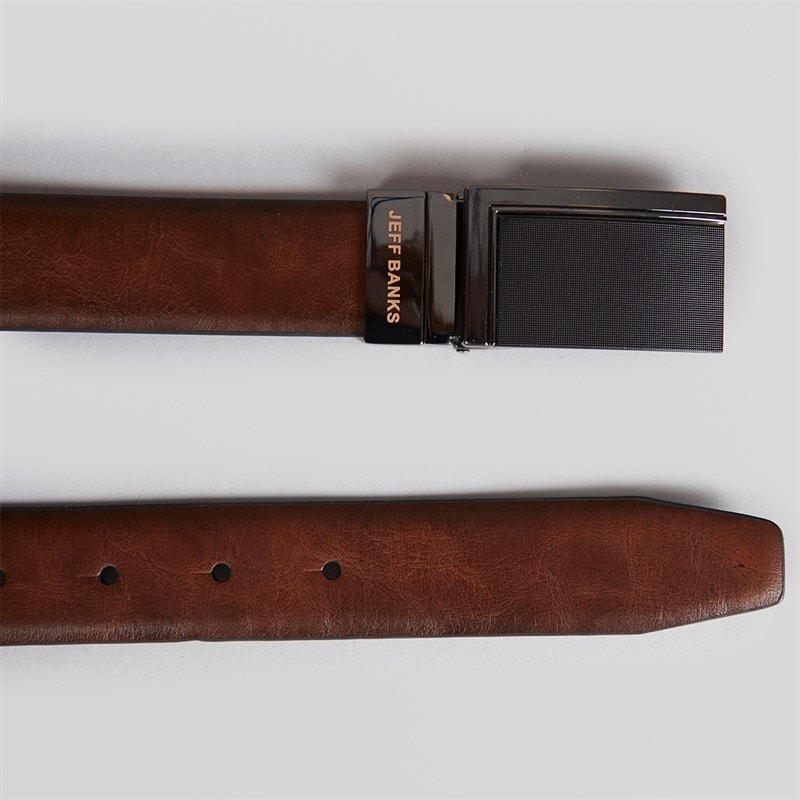 Jeff Banks Mens Plate Belt Chocolate/Black Choc / Blk - Image 2