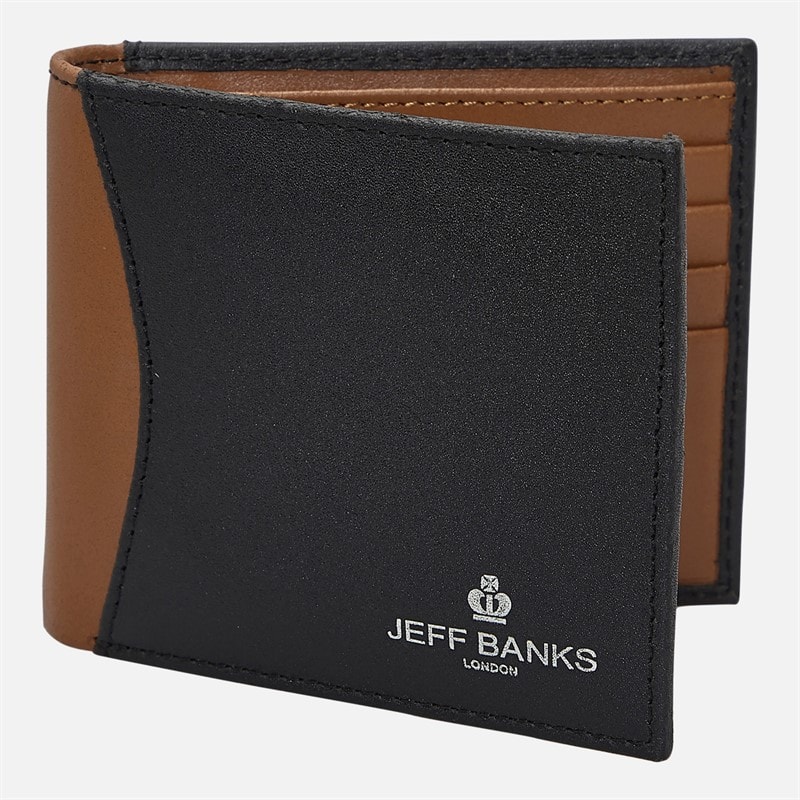 Jeff Banks Mens Saddle Wallet Black/Tan - Image 2