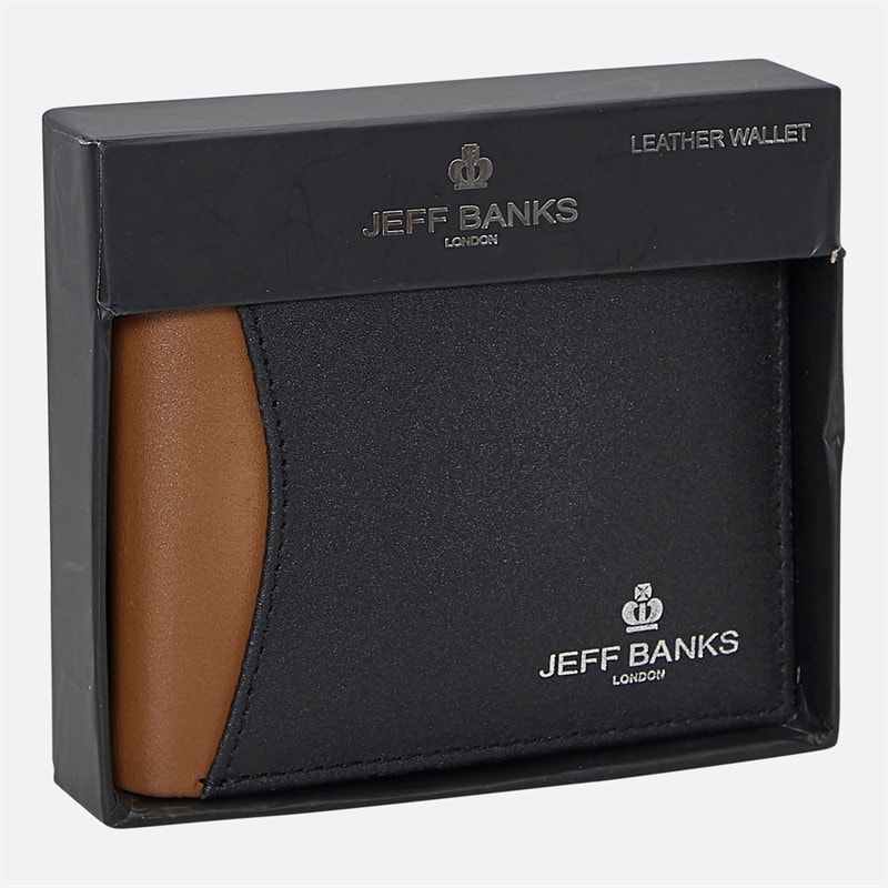 Jeff Banks Mens Saddle Wallet Black/Tan - Image 5