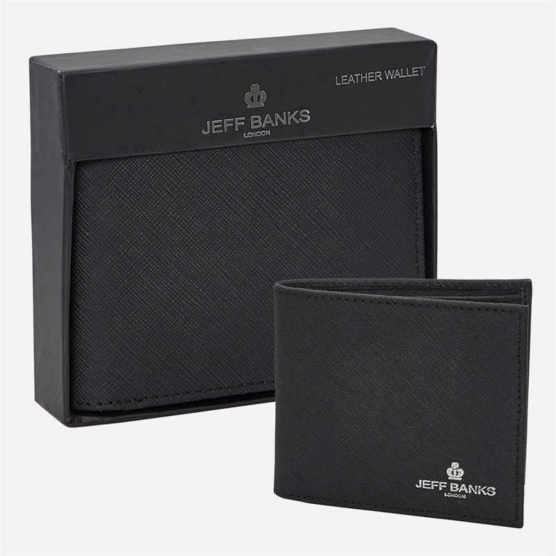 Jeff Banks Mens Saffiano Wallet Black