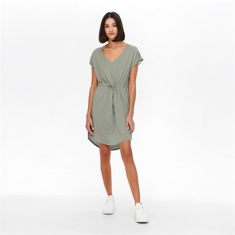 Jacqueline De Yong Womens Dalila Frosty Short Sleeve Dress Mineral Gray