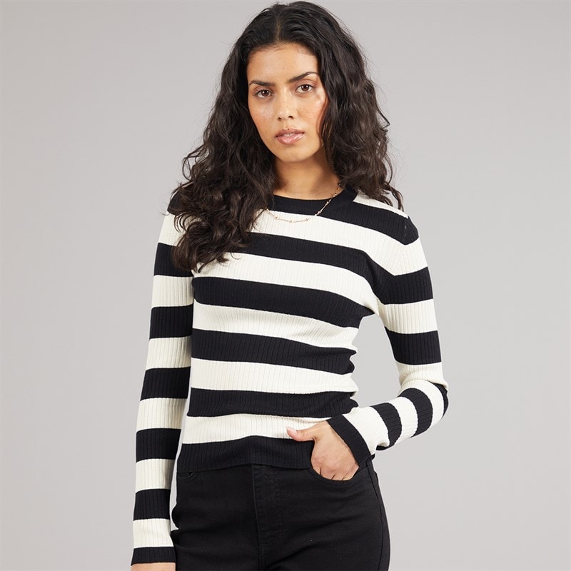 Jacqueline De Yong Womens Plum Long Sleeve Knit Pullover Black