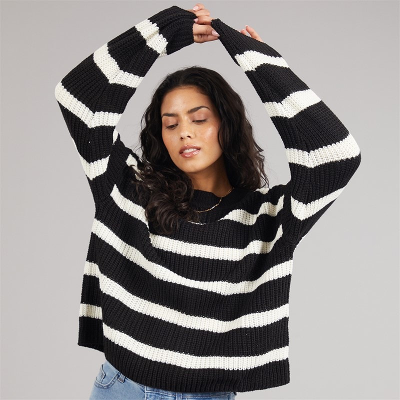 Jacqueline De Yong Womens Justy Stripe Jumper Black