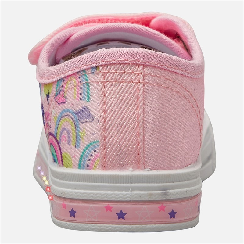 Character Girls Unicorn Light Up Canvas Trainers Pink - Image 3