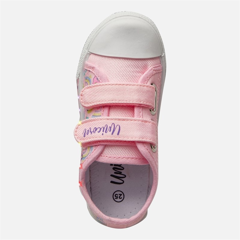 Character Girls Unicorn Light Up Canvas Trainers Pink - Image 4