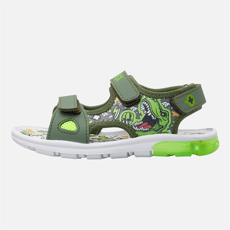 Character Boys Dinosuar Light Up Sandals Green - Image 2
