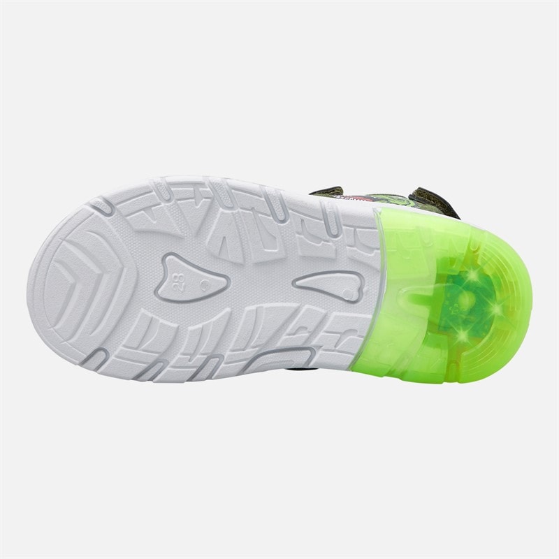 Character Boys Dinosuar Light Up Sandals Green - Image 3