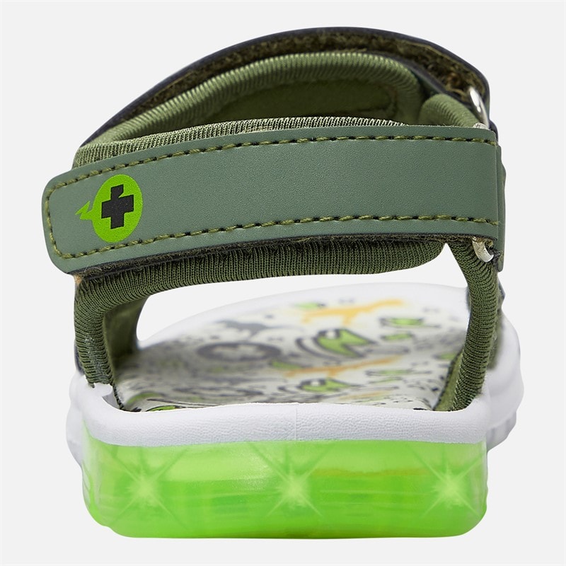 Character Boys Dinosuar Light Up Sandals Green - Image 4