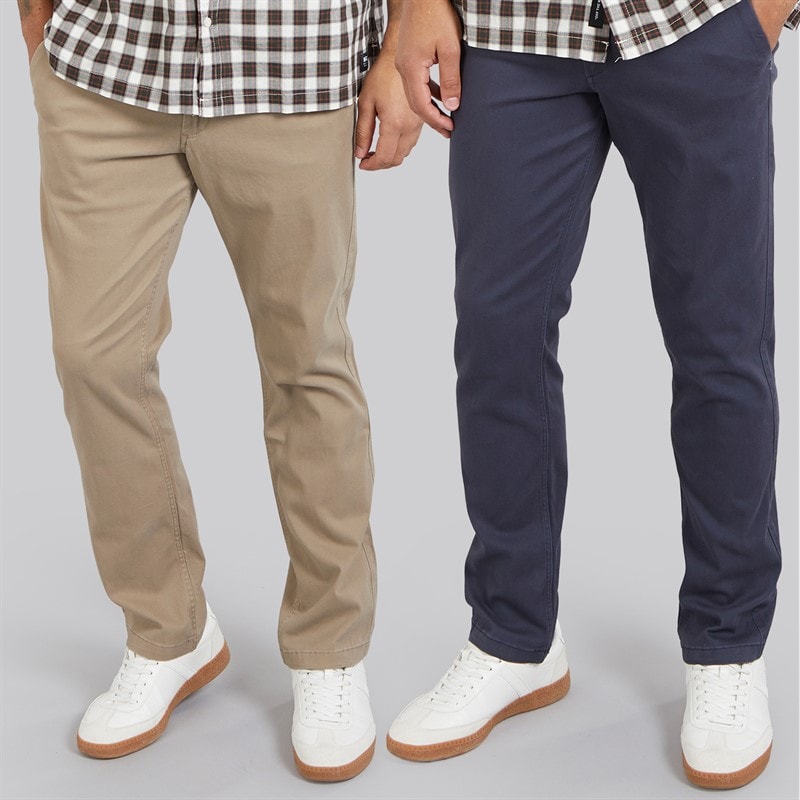 JACK & JONES Mens Bolton Dean AKM Two Pack Chinos Beige/Navy Blazer