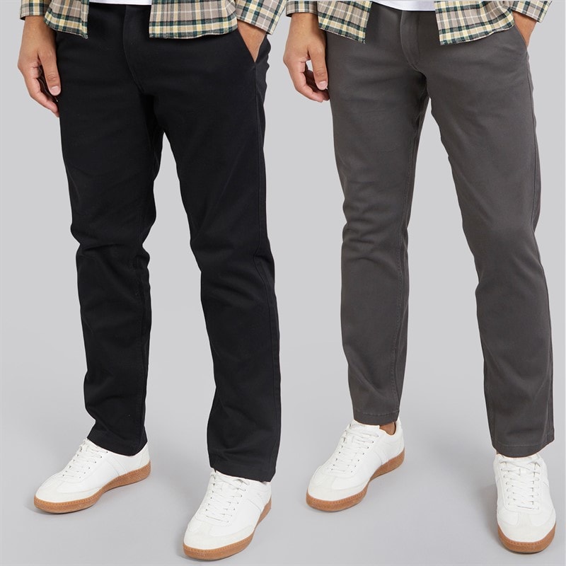 JACK & JONES Mens Bolton Dean AKM Two Pack Chinos Dark Grey/Black